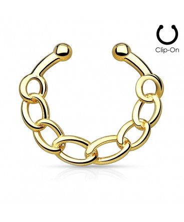 Clip-On / Fake Hanging Linked Chain Septum Ring