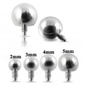 4 Pack Plain Surgical Steel Ball Dermal Anchor Heads - 2mm / 3mm / 4mm / 5mm