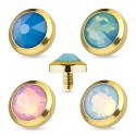 4 Pack of 4mm Gold Plated Opal Gem Dermal Anchor Heads