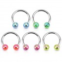 Surgical Steel Horseshoe Barbell with Paint Splatter Balls