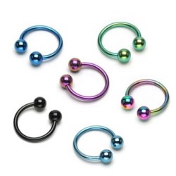 Pack of 6 Anodised Titanium Horseshoe Barbell with Balls