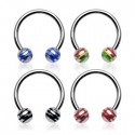 Surgical Steel Horseshoe Barbell with with Striped Balls