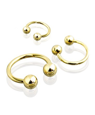 Gold Plated Horseshoe Barbell with Balls