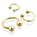 Gold Plated Horseshoe Barbell with Balls