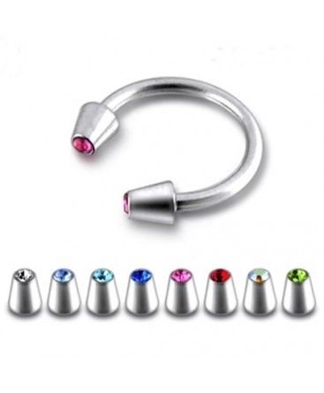 Surgical Steel Horseshoe Barbell with Gem Set Cones