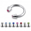 Surgical Steel Horseshoe Barbell with Gem Set Cones