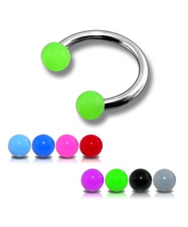 Surgical Steel Horseshoe Barbell with Coloured Acrylic Balls