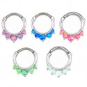 Surgical Steel Synthetic Opal Petal Nose Septum Clicker