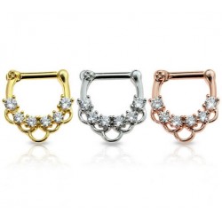 Surgical Steel Jewelled Lacey Ornate Septum Clicker