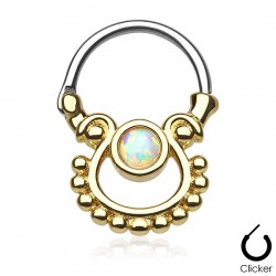 Gold Plated Synthetic Rainbow Opal Septum Clicker