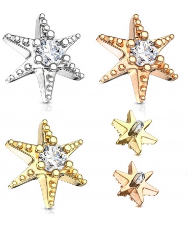 Surgical Steel Star / Starfish CZ Gem Dermal Anchor