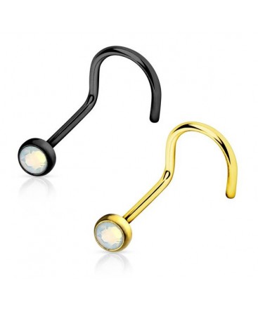 Ion Plated over Surgical Steel Opal Nose Hook